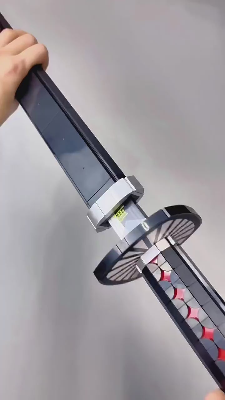 Demon Slayer Nichirin Katana (Tanjirou) – 100cm DIY Sword Replica | 759pcs Japanese Building Block Kit