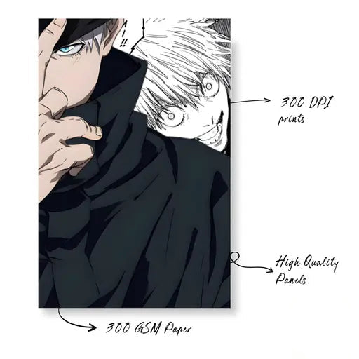 Gojo Satoru Manga Panel Poster Set of 12 |  A4 Manga Art Prints | Premium Quality