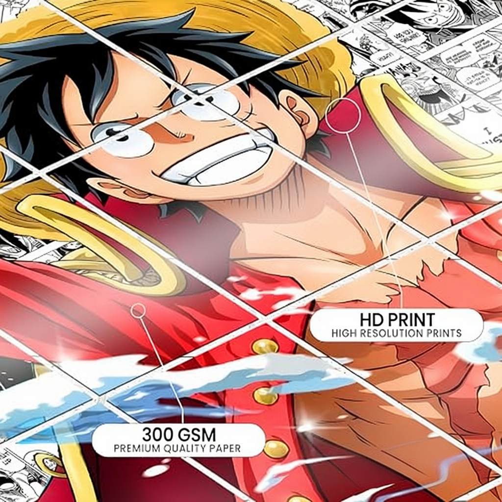 One Piece Luffy Anime Wall Poster Set of 15 | High-Quality Manga Art Prints (A4 Size, 350 GSM)